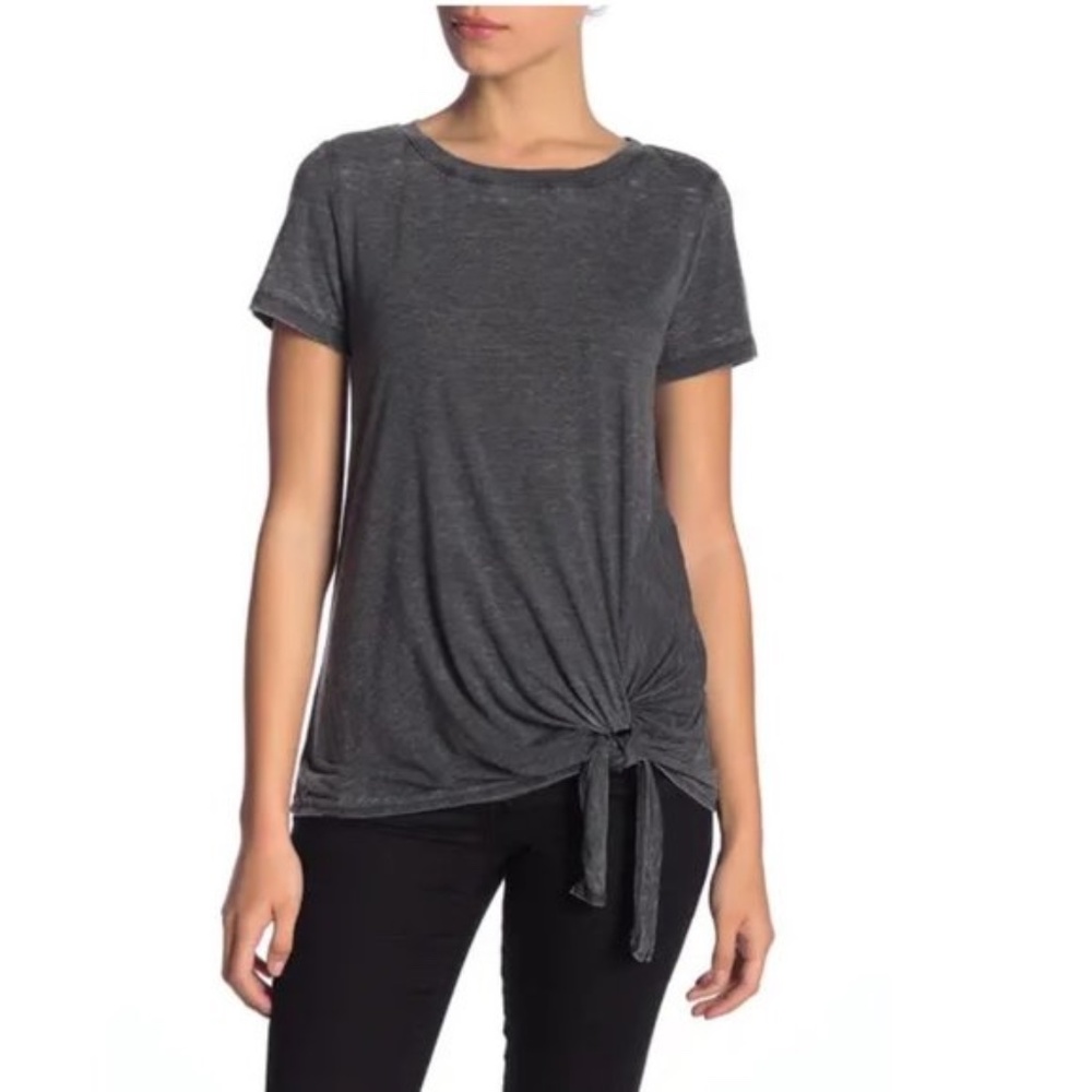 Susina Burnout Tie Hem T Shirt PETITE